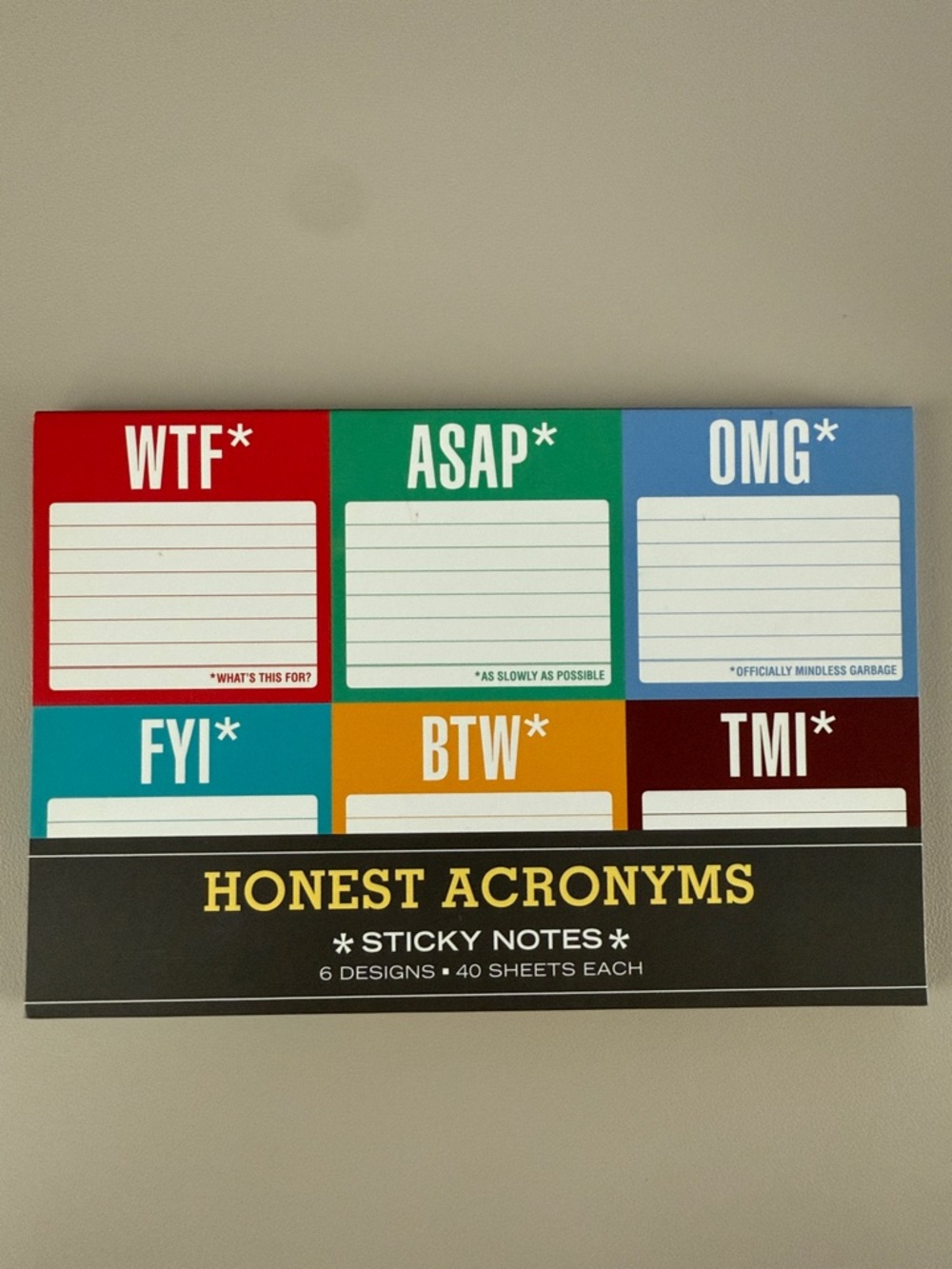 Knock Knock Black & White Honest Acronyms Sticky Notes